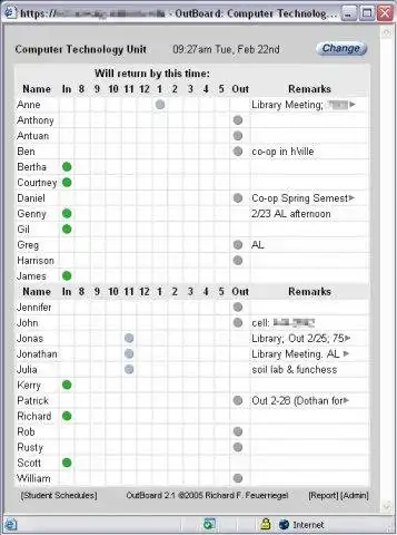 Download web tool or web app OutBoard - In/Out Office Board