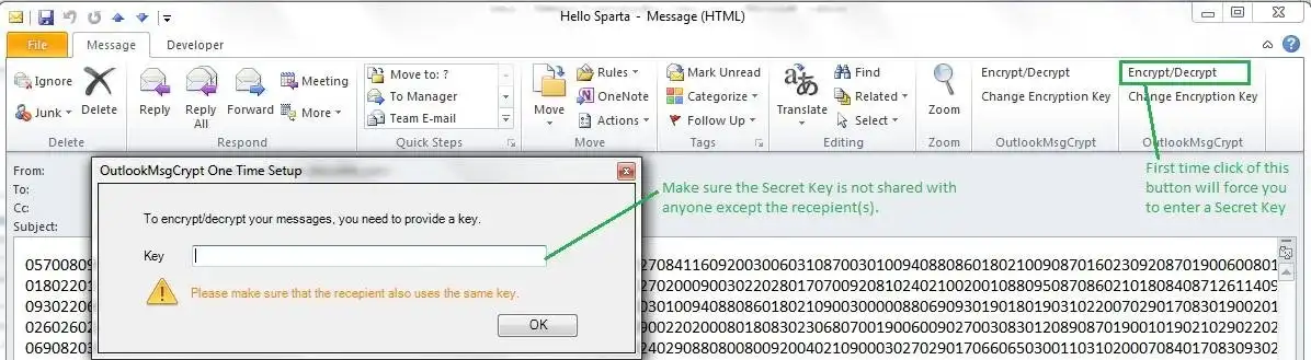 Download web tool or web app Outlook Message Encryption Addin