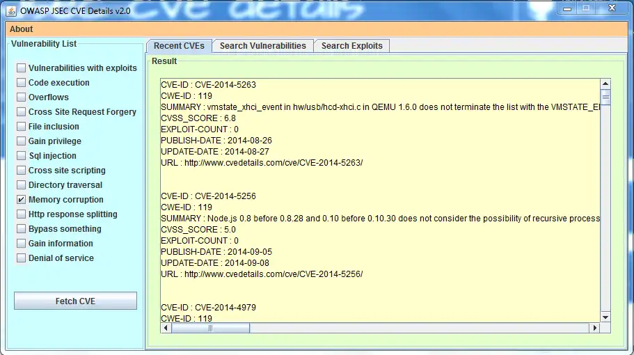 Download web tool or web app OWASP JSEC CVE DETAILS