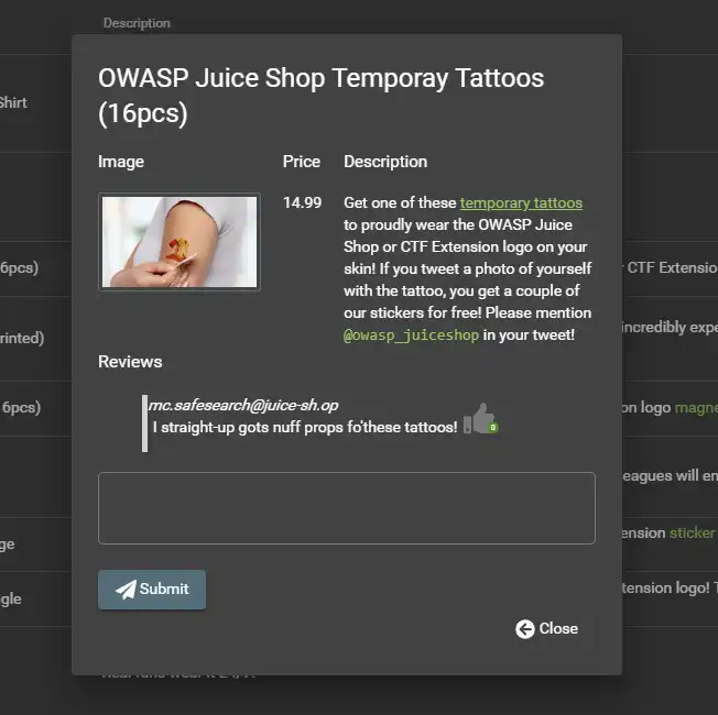 Download web tool or web app OWASP Juice Shop