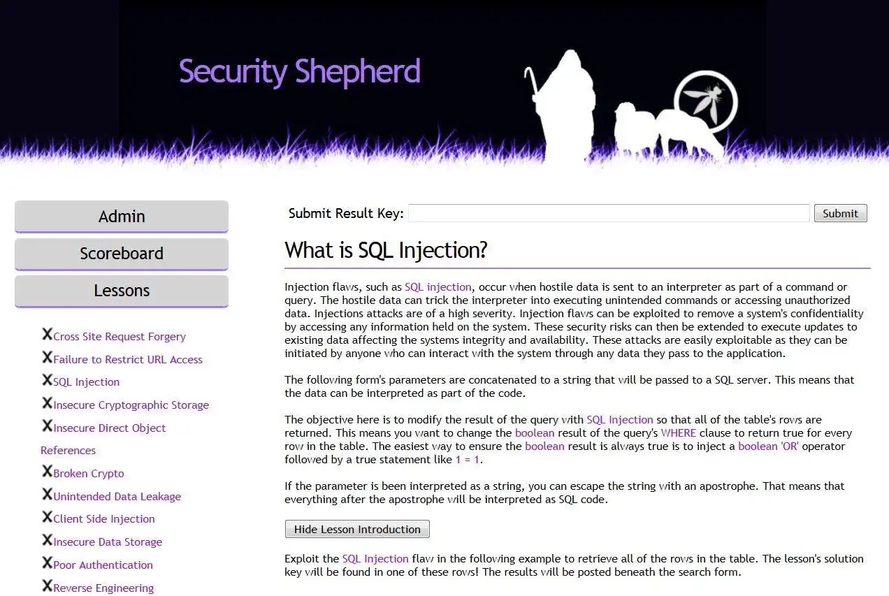 ابزار وب یا برنامه وب OWASP Security Shepherd را دانلود کنید