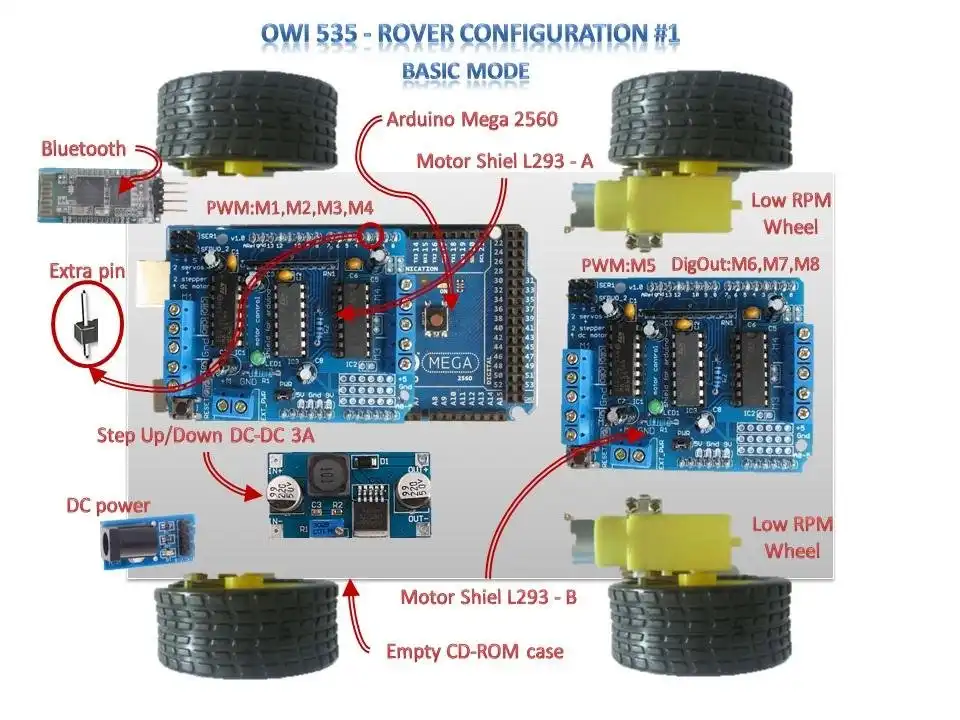 Download web tool or web app OWI535 Robotic Arm To Rover Arm, Arduino