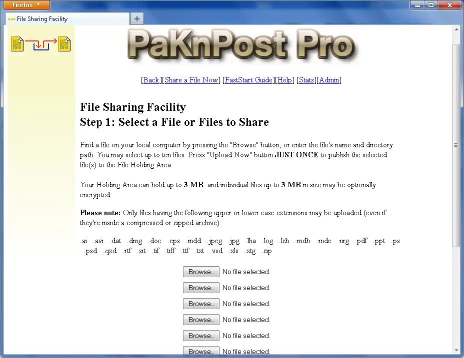 Download web tool or web app PaKnPosT Pro File Sharing Facility