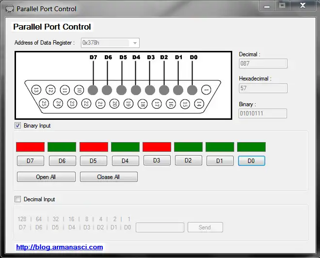 Download web tool or web app Parallel Port Control