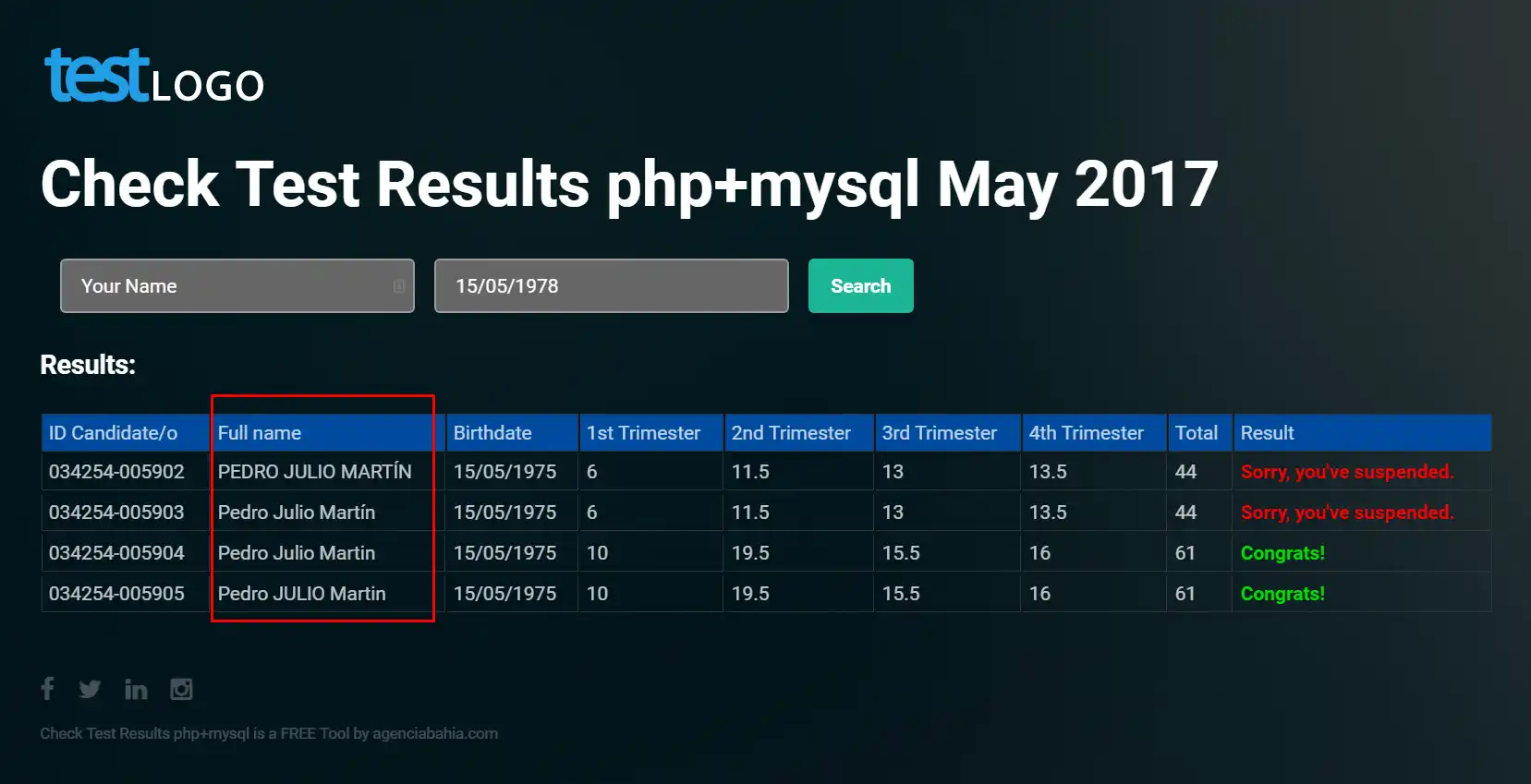 Baixe a ferramenta da web ou o aplicativo da web Aprovado ou reprovado no Sistema de Resultados do Exame