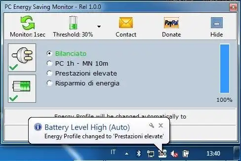 Download web tool or web app PC Battery Monitor Set Energy Profile