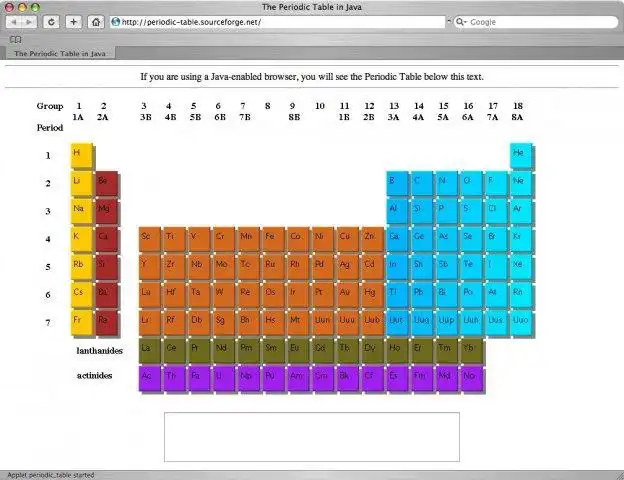 Download web tool or web app Periodic Table Java Applet to run in Linux online