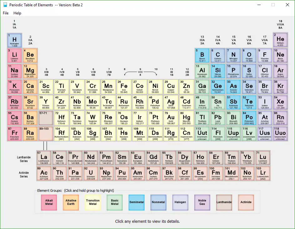 Download web tool or web app Periodic Table of Elements