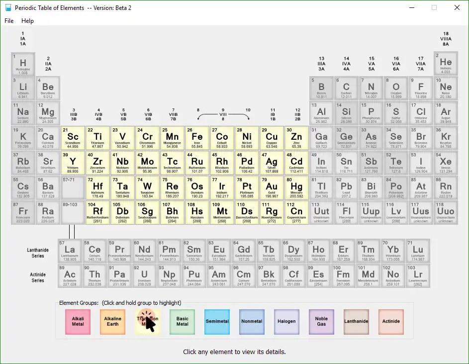 Download web tool or web app Periodic Table of Elements to run in Windows online over Linux online