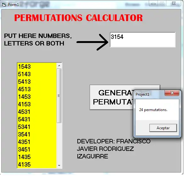 Download web tool or web app Permutations Calculator to run in Windows online over Linux online