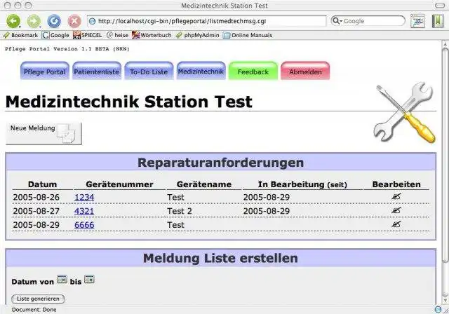 Download web tool or web app Pflege Portal to run in Windows online over Linux online