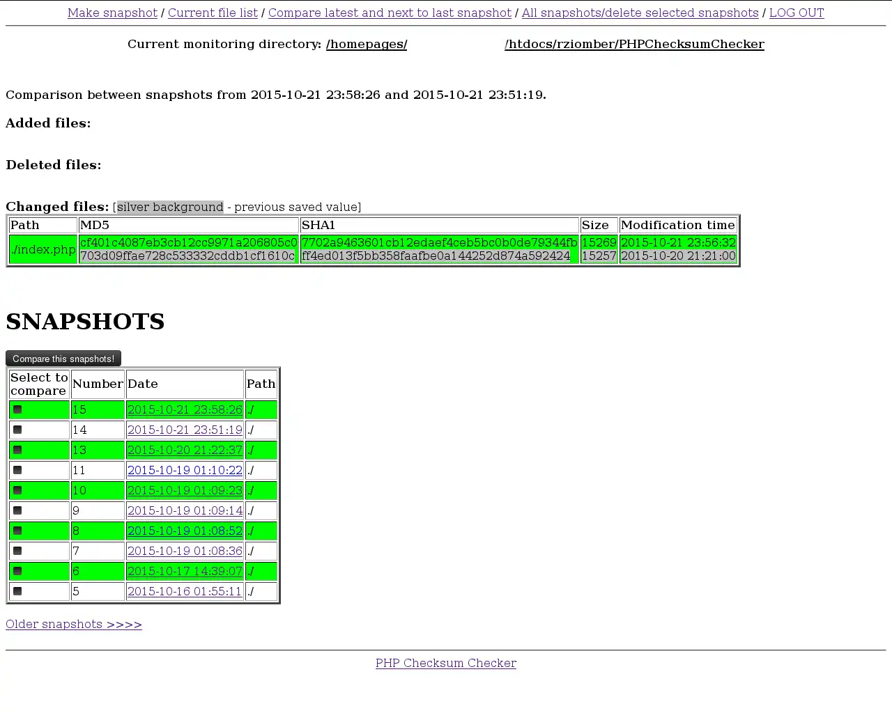 Télécharger l'outil Web ou l'application Web PHP Checksum Checker