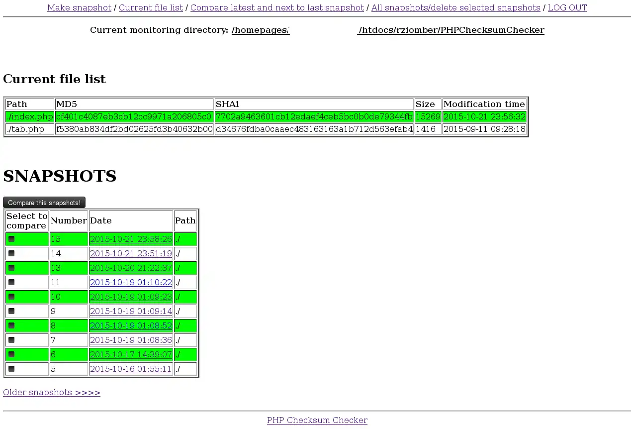 Web ツールまたは Web アプリのダウンロード PHP チェックサム チェッカー