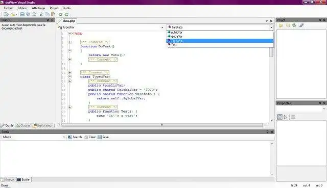 Download web tool or web app PHP IDE / Editor : dotView Visual Studio