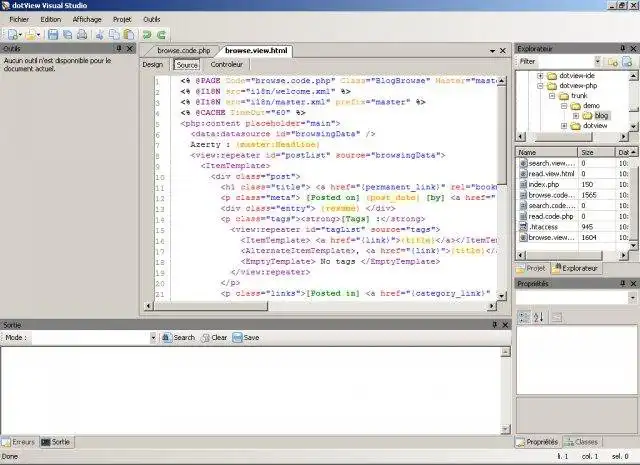 Download web tool or web app PHP IDE / Editor : dotView Visual Studio