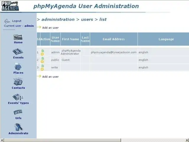 Download web tool or web app phpMyAgenda