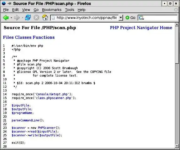 Download web tool or web app PHP Project Navigator
