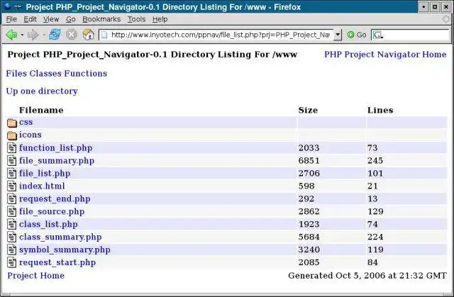 Download web tool or web app PHP Project Navigator