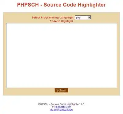 Download web tool or web app PHPSCH - Source Code Highlighter