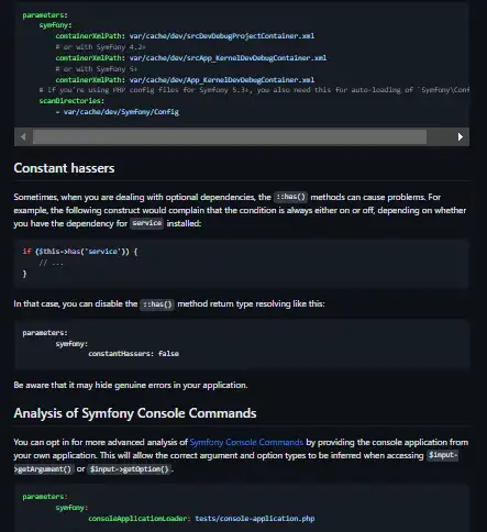 Download web tool or web app PHPStan Symfony Framework extensions