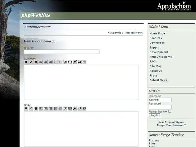 Download web tool or web app phpWebSite Content Management System