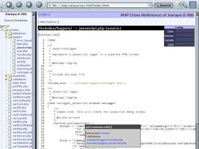 Download web tool or web app PHPXref to run in Linux online