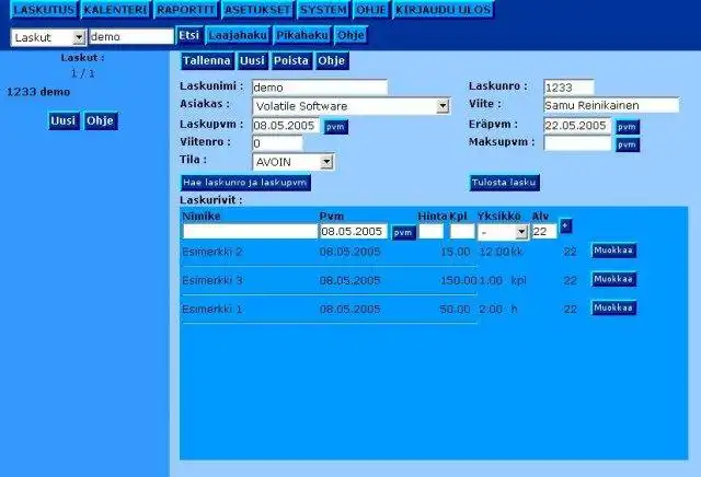 Download web tool or web app PkLasku laskutusohjelma