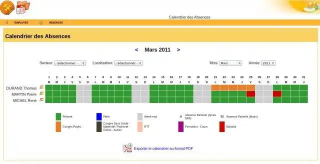 Download web tool or web app PlanningAbsences