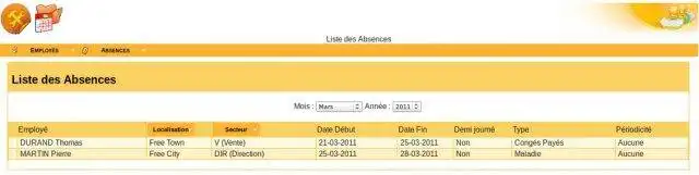 Download web tool or web app PlanningAbsences