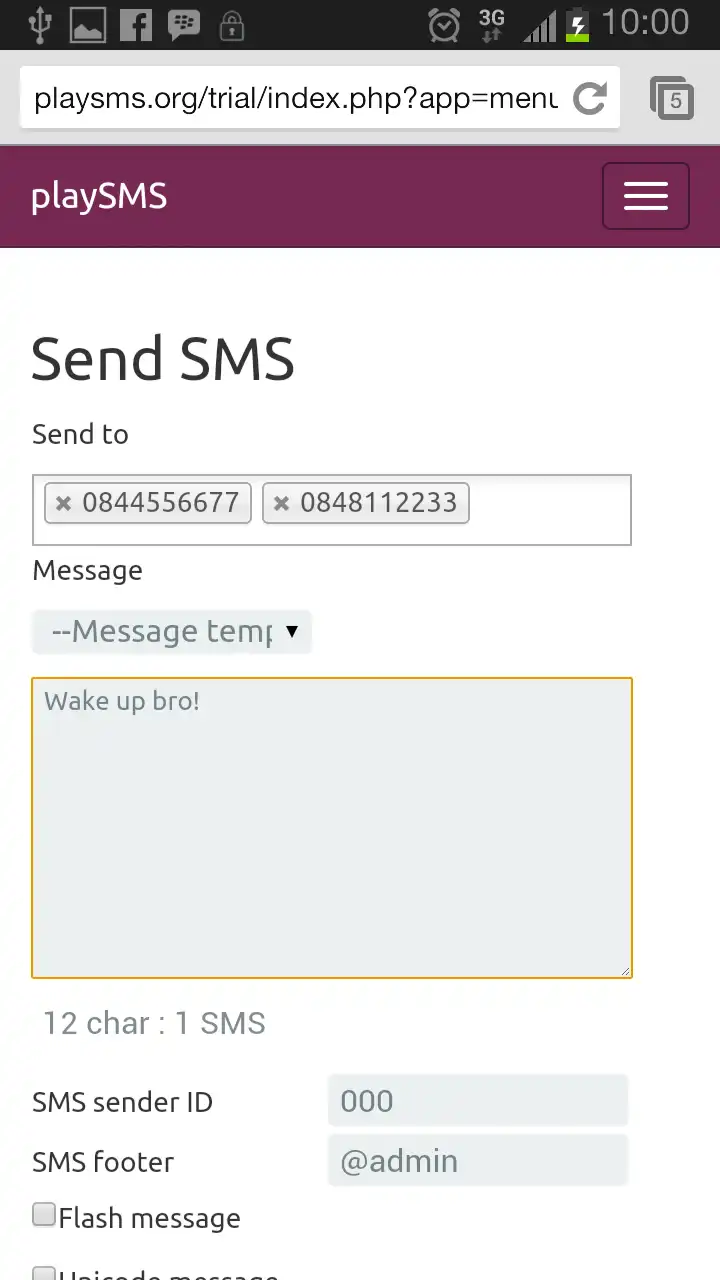 Download web tool or web app playSMS