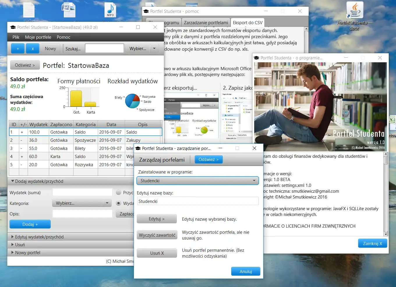 Download web tool or web app Portfel Studenta