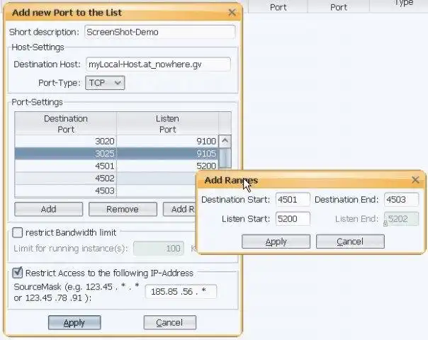 Download web tool or web app Portty - Port Forwarding, Tunneling etc.