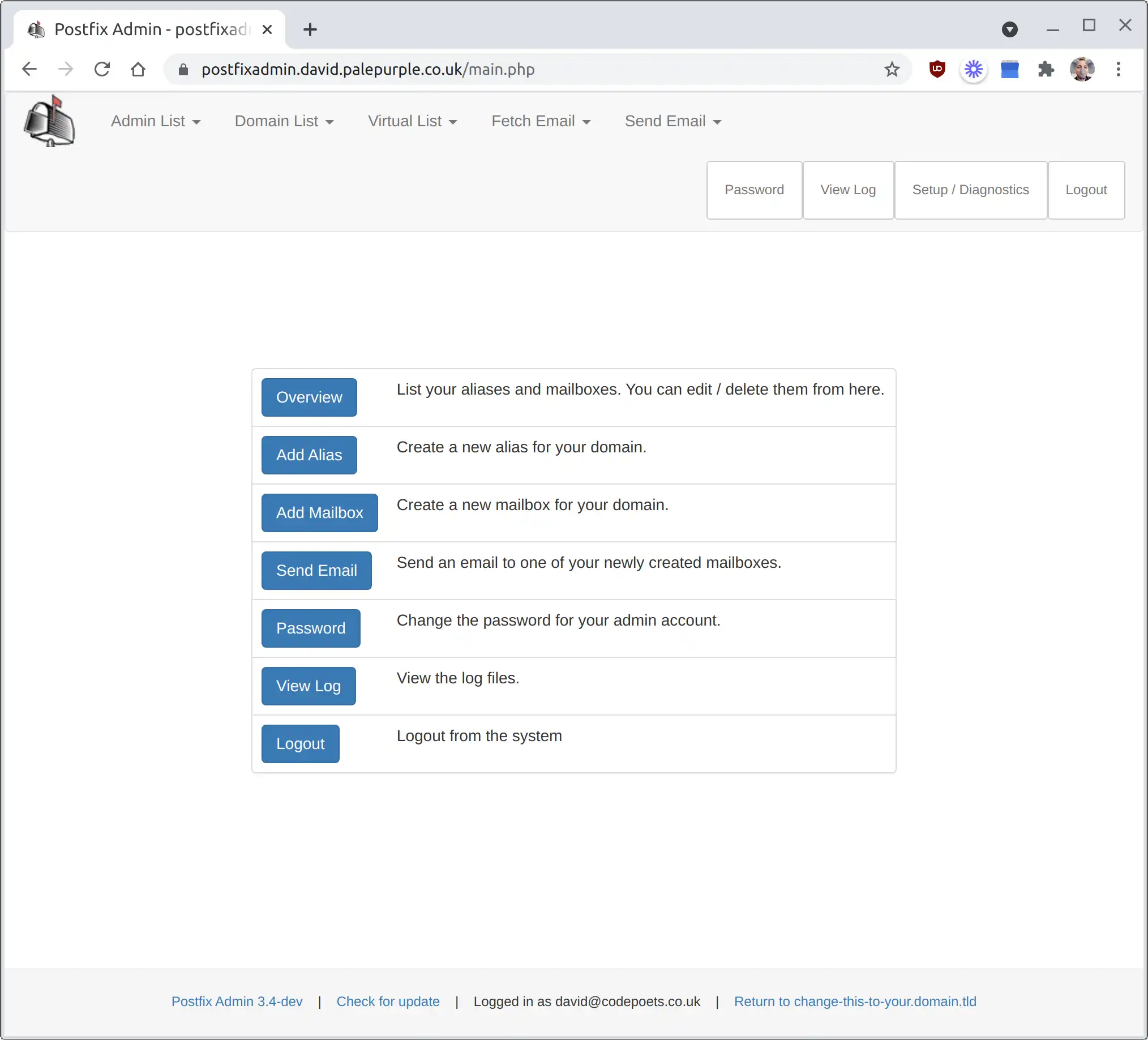 Download web tool or web app PostfixAdmin