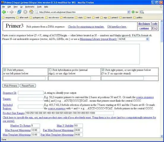 Download web tool or web app Primer3 - PCR primer design tool to run in Linux online