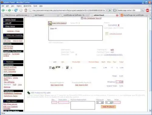 Download web tool or web app profitCode Shopping Cart