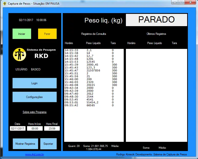 Download web tool or web app Programa Capturar Pesos de Balanças