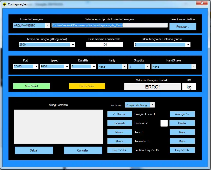 Download web tool or web app Programa Capturar Pesos de Balanças