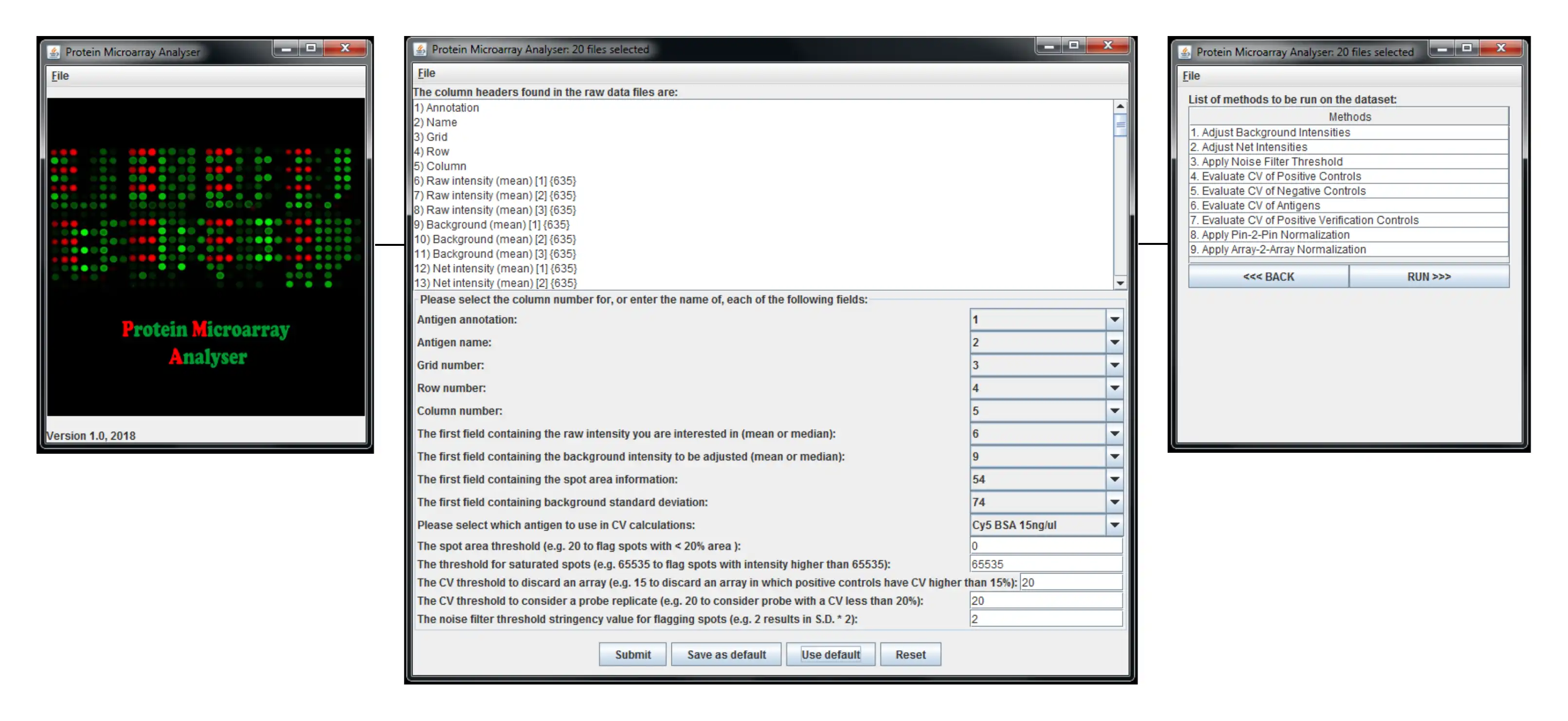 Download web tool or web app Protein Microarray Analyser