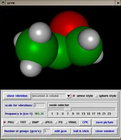 Download web tool or web app pyVib Molecular Graphics Program to run in Linux online