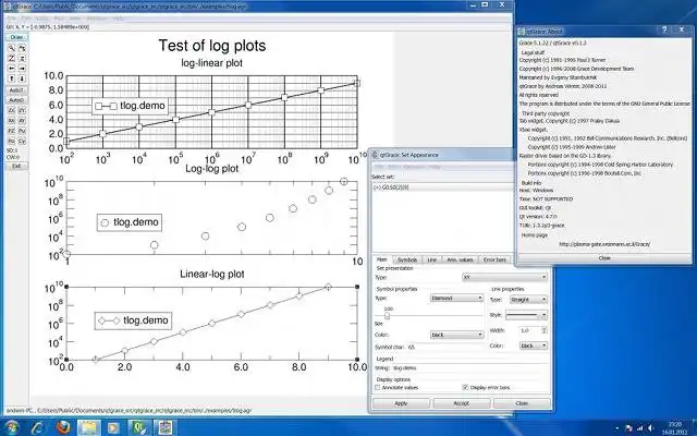 Download web tool or web app QtGrace to run in Windows online over Linux online