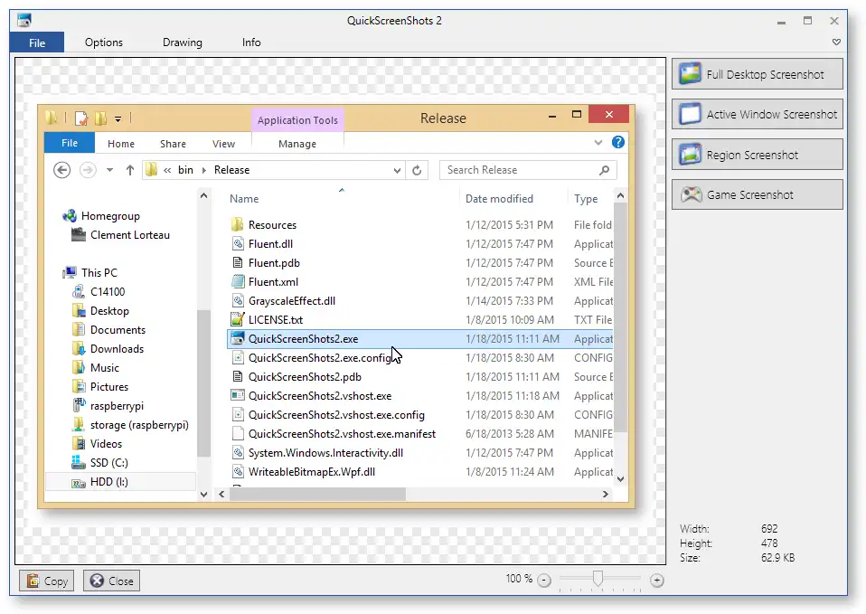 Download web tool or web app QuickScreenShots