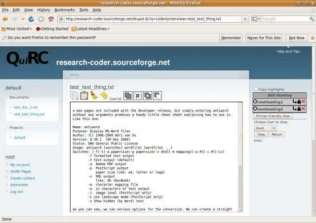 Download web tool or web app QuiRC - Qualitative Research Coder