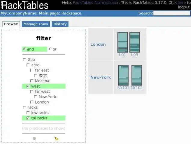 Загрузите веб-инструмент или веб-приложение RackTables