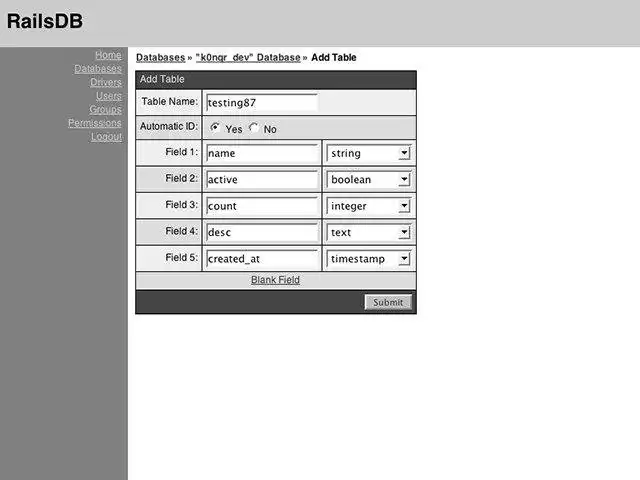 Download web tool or web app RailsDB