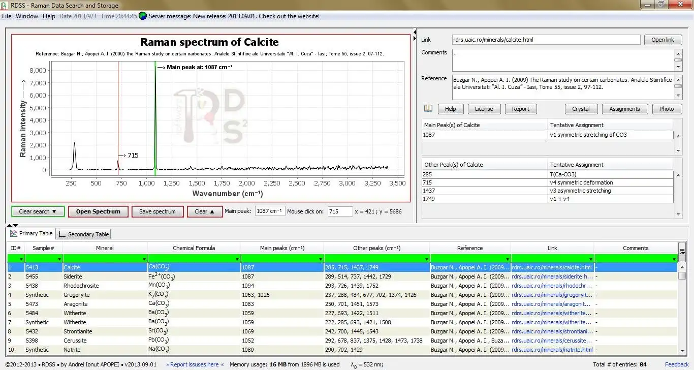 Download web tool or web app Raman Data Search and Storage