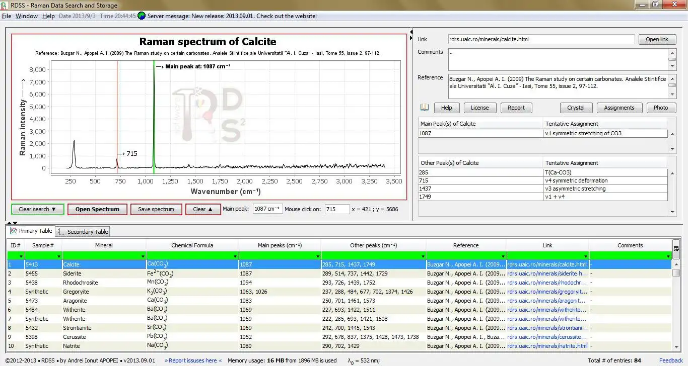 Download web tool or web app Raman Data Search and Storage to run in Linux online