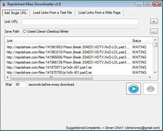 Download web tool or web app Rapidshare Mass Downloader