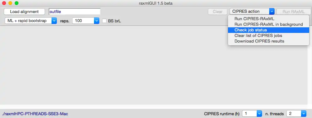 Download web tool or web app raxmlGUI