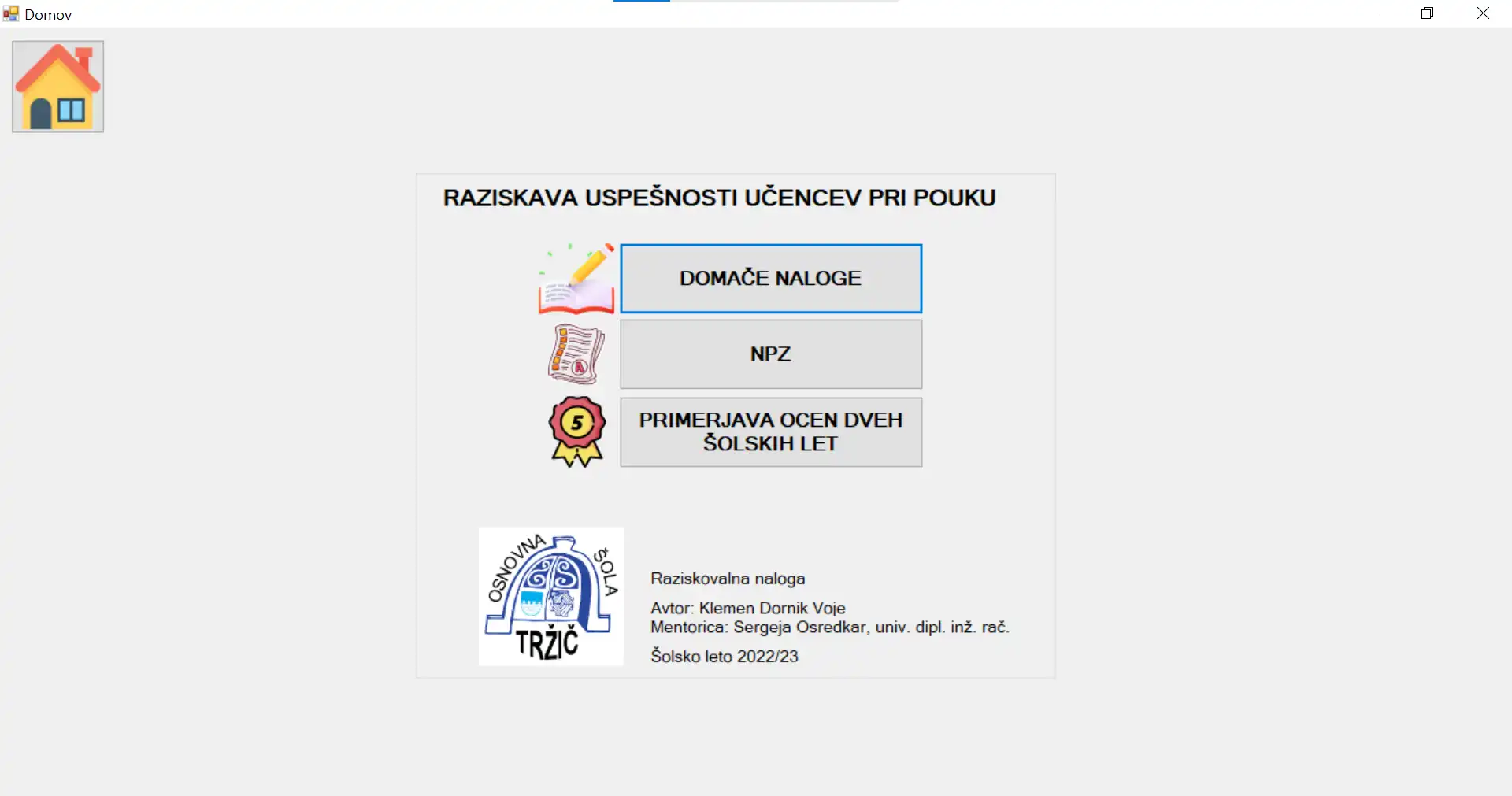 Download web tool or web app Raziskava uspešnosti učencev pri pouku