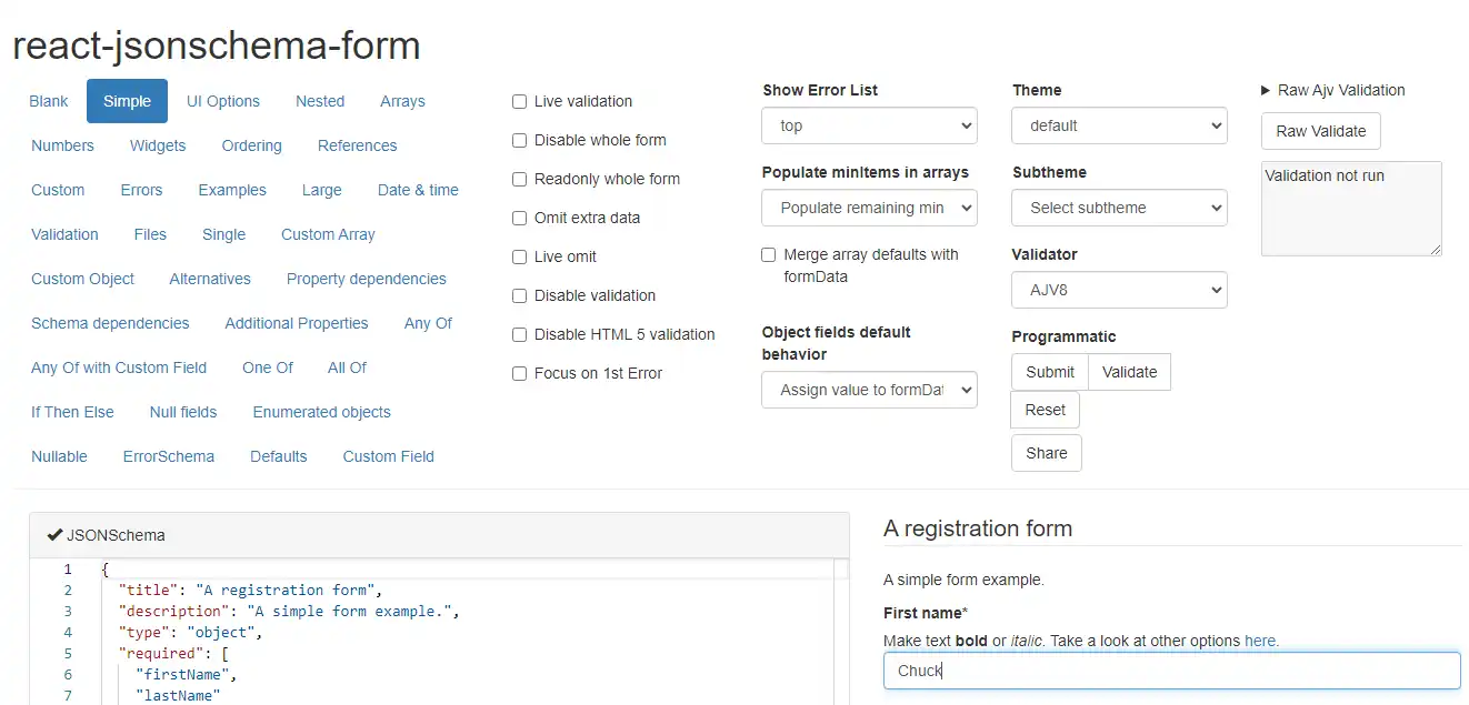 Descargue la herramienta web o la aplicación web reaccionar-jsonschema-form